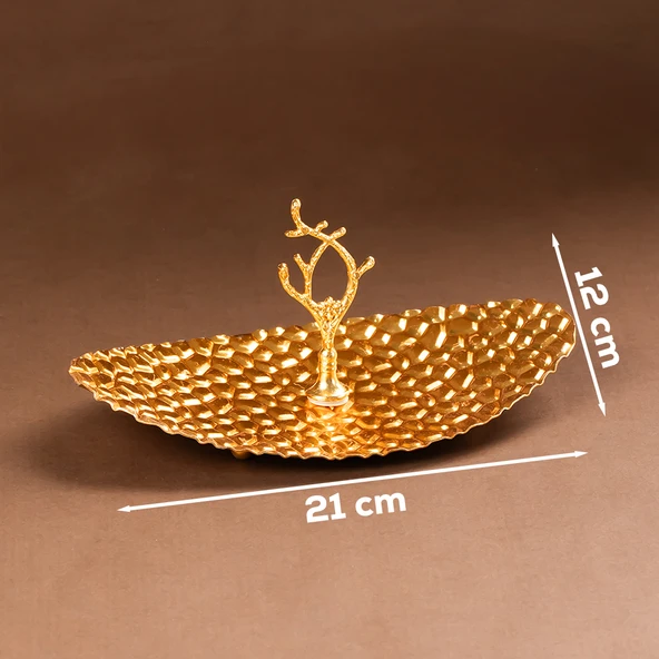 Porsima Gold Metal Mini Sunumluk Şekerlik Lokumluk Kurabiyelik - 2