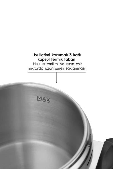 Nehir Silver Trend Paslanmaz Çelik 8 Litre Düdüklü Tencere - 5