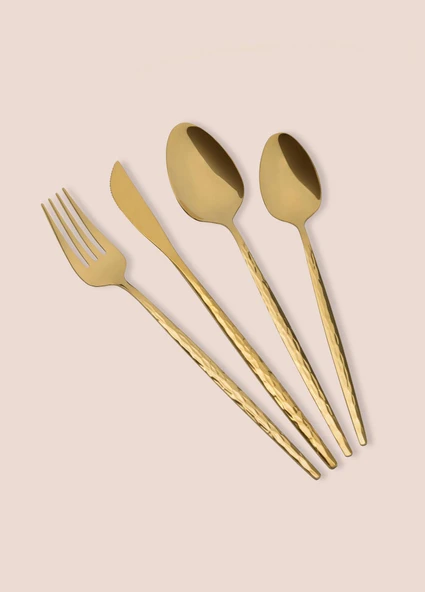 The Mia Shiny Çatal Kaşık Bıçak Takımı Gold 24 Parça - 7