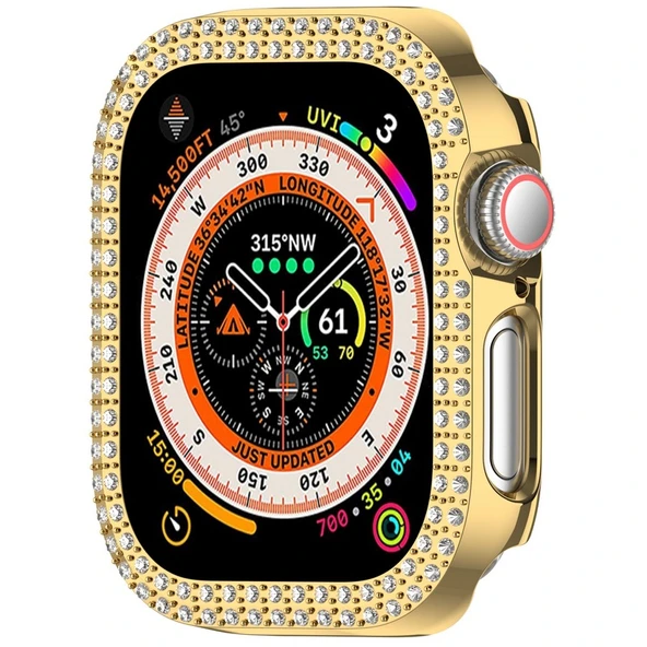 Apple Watch 10. Nesil 42mm Uyumlu Parlak Taşlı 360 Tam Koruma Kapak Kılıf - 4
