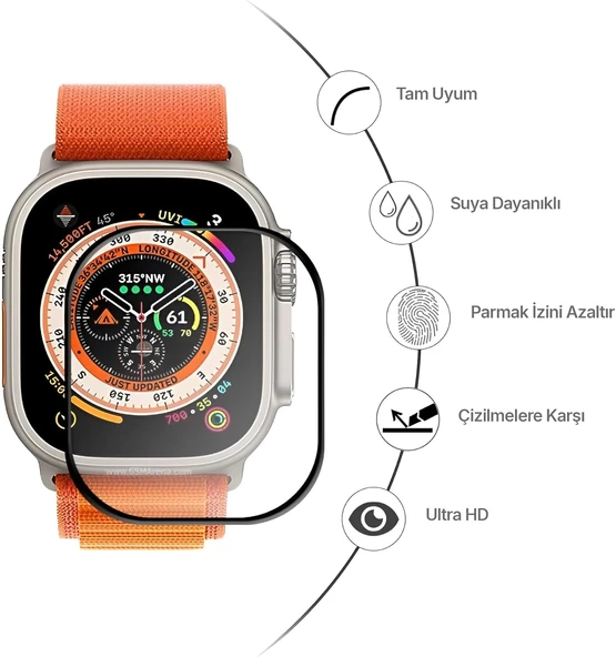 Apple Watch Ultra Apple Watch Ultra 2 49mm ile Uyumlu 3D Full Ekran Koruyucu - 3