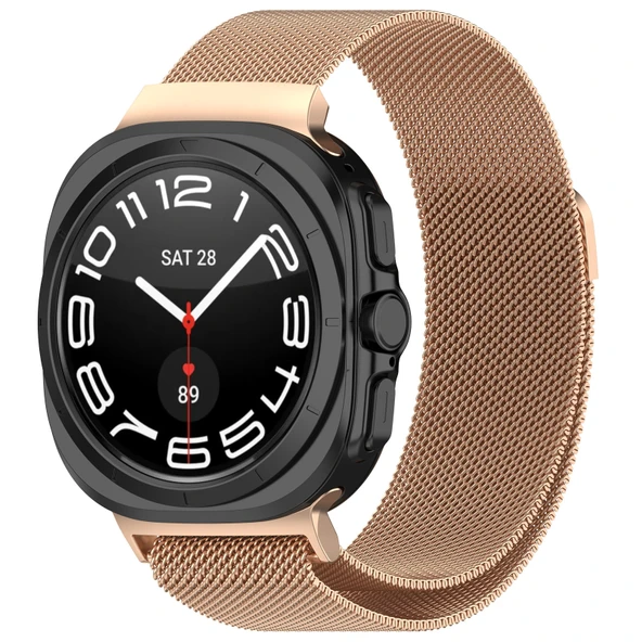 Samsung Galaxy Watch 7 Ultra Uyumlu Metal Hasır Manyetik Kordon Kayış - 7