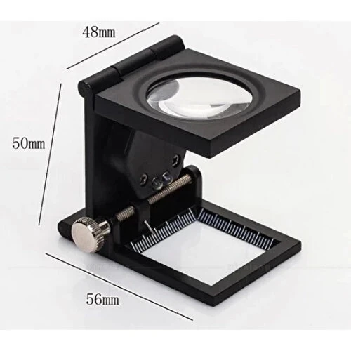 28x28 Mm Katlanır Sayaçlı Metal Lüp, 2 Led Işıklı Büyüteç Tekstil Th9005a - Resim 2