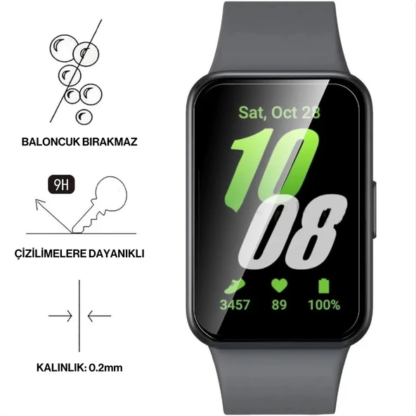 Samsung Galaxy Fit 3 R390 ile Uyumlu 3D Cam Full Ekran Koruyucu - Resim 2