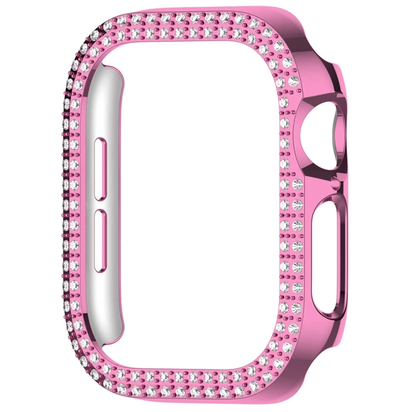 Apple Watch 10. Nesil 46mm Uyumlu Parlak Taşlı 360 Tam Koruma Kapak Kılıf - 11