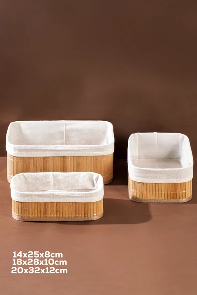 Porsima 2084 Dikdörtgen 3lü Pinterest Sepet Bambu Sepet Seti Dekoratif Banyo Mutfak Düzenleyici Organizeri Sarı - 2