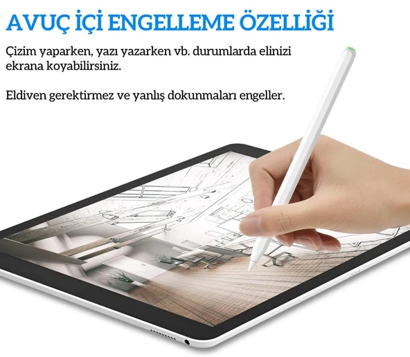 iPad Air 4 5 Air 16 Pro 11 12.9 Mini 6 ile Uyumlu Kablosuz Şarj Palm Rejection Stylus Kalem - 3
