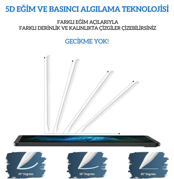 iPad Air 4 5 Air 16 Pro 11 12.9 Mini 6 ile Uyumlu Kablosuz Şarj Palm Rejection Stylus Kalem - 6