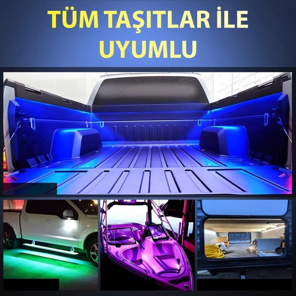 Pick Up Kamyon Dekorasyon için Kumandalı Rgb Işık Şerit 2x150cm 12V - 7