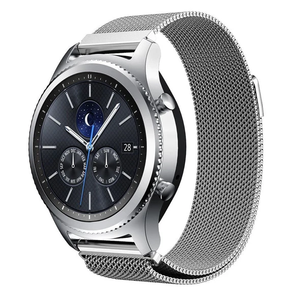 Samsung Gear S3 Frontier&Classic Metal Hasır Mıknatıslı TME Kordon - Resim 5