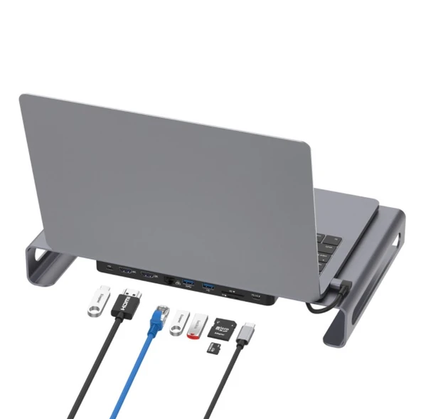 Onten 9in1 Macbook ile Uyumlu Notebook Type-C Notebook Stand Dock - 2
