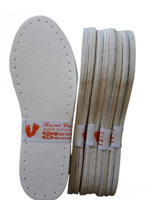 5 ÇİFT PATİK TABANI BEYAZ ÜÇ KATMANLI ÖZEL ÜRETİM (5 ÇİFT PAKET) (suni deri+eva+keçe)