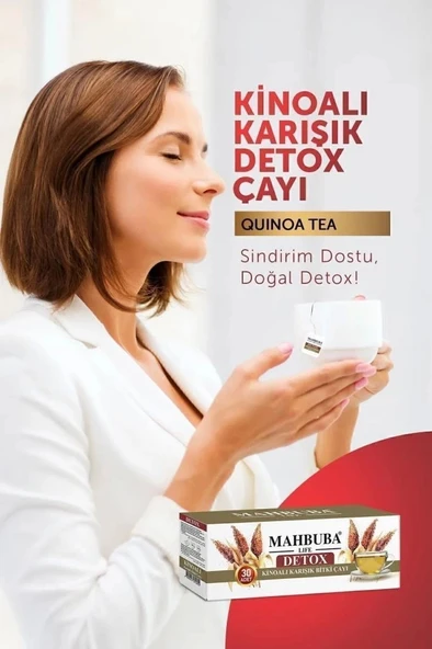 Mahbuba Kinoalı Karışık Detox Diyet Glutensiz Form Bitki Çayı 1 Aylık - ( 30 Kullanım ) Net 60gr x 4 Paket - 4