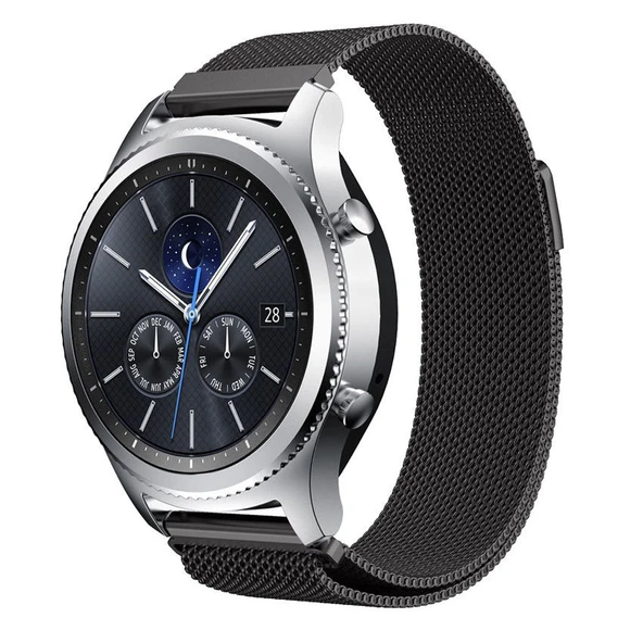 Samsung Gear S3 Frontier&Classic Metal Hasır Mıknatıslı TME Kordon - Resim 4