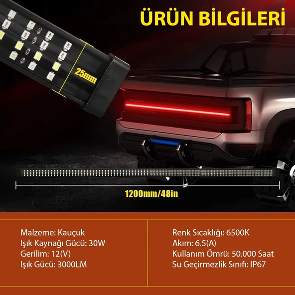 Pick Up Off Road 4x4 Bagaj 4 Sıra Kayan LED Sinyalli 5 Modlu 120cm - 2