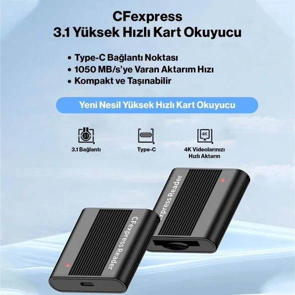 Type-C CF Exspress Gen 2 CF Kart Okuyucu 10Gbps Hız Desteği - 2