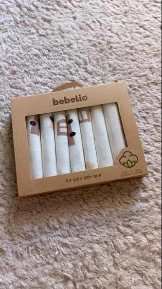 Bilge Trend MÜSLİN 7 ADET KAHVERENGİ ARABALI BEBEK AĞIZ MENDİLİ