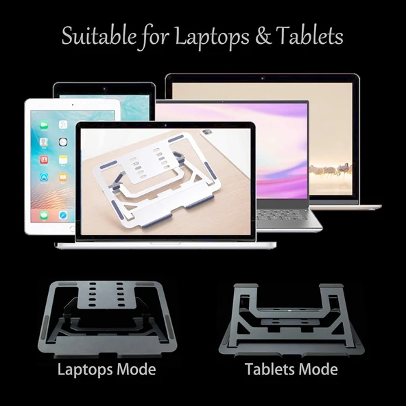 Macbook ile Uyumlu NotebookTaşınabilir Ayarlanabilir Ergonomik Stand ND06 - 4