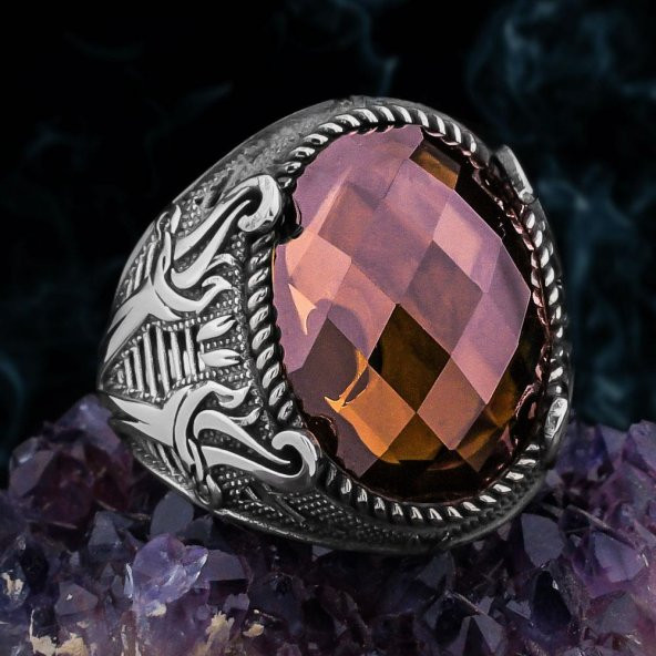 Zultanit Taşlı Kılıç Tasarımlı 925 Ayar Gümüş Erkek Yüzük ürün görseli