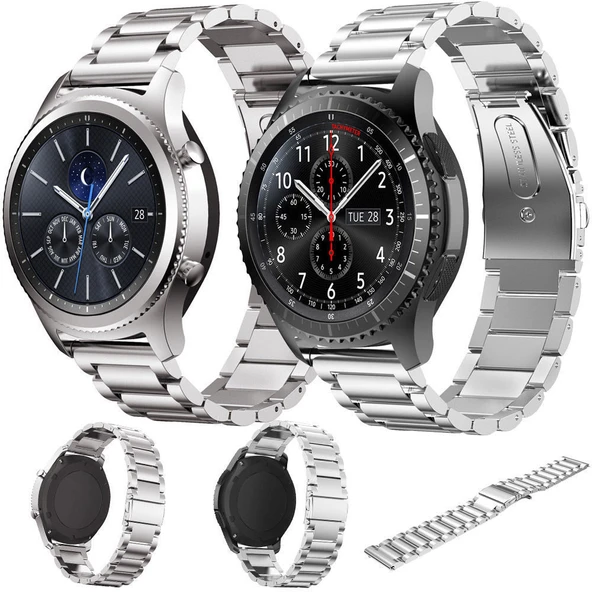 Samsung Gear S3 Frontier & Classic Metal TME Kordon Kayış Steel - Resim 4