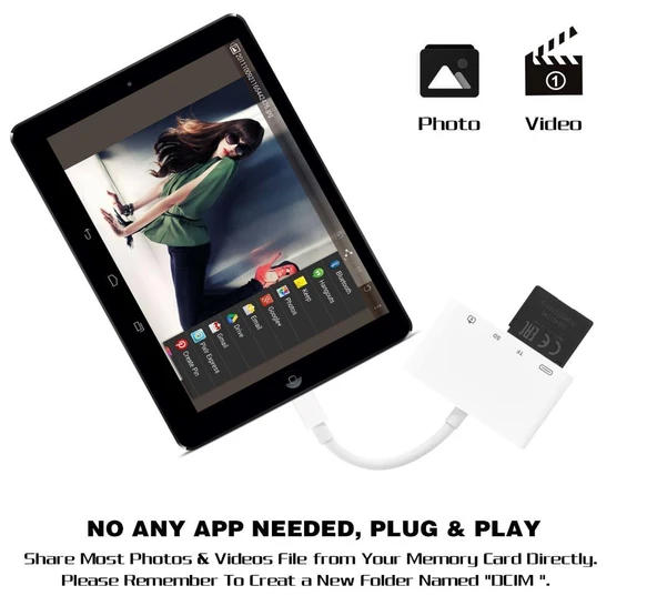 iPhone X 11 12 13 Pro Plus ile Uyumlu Kart Okuyucu Kamera Bağlantı Kiti Şarj - 4