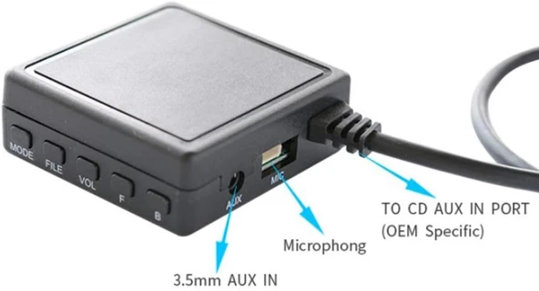 Audi A3 A4 A6 TT R8 A8 Gallardo ile Uyumlu 5.0 Mikrofonlu Aux Adaptörü Sku4 Usb Tf Kart Girişi - 7
