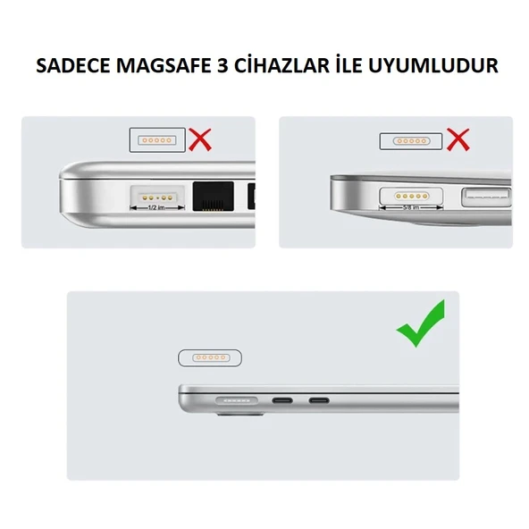 Type-C to Magsafe 3 ile Uyumlu 100W a Kadar Destekli Şarj Çevirici Adaptör - 5