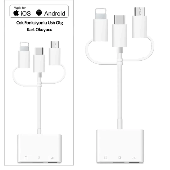 Type-C iPhone Micro Usb Çok Fonksiyonlu Usb Otg Kart Okuyucu - 5