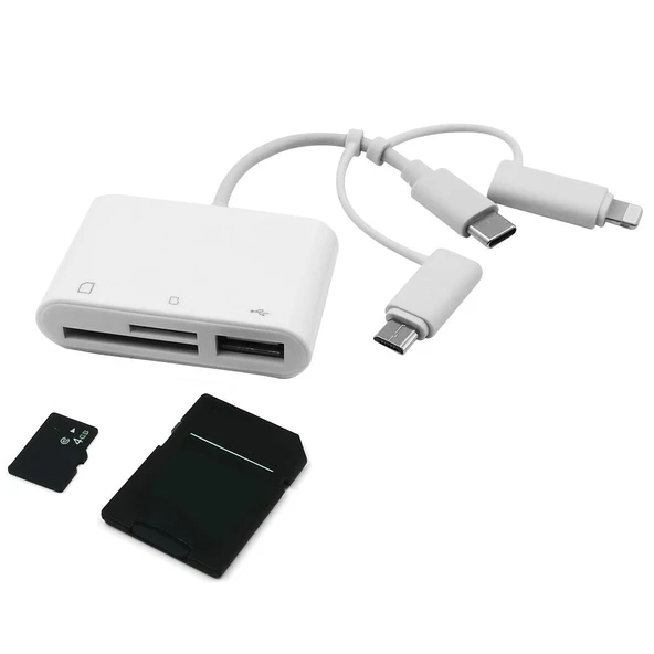 Type-C iPhone Micro Usb Çok Fonksiyonlu Usb Otg Kart Okuyucu - 2