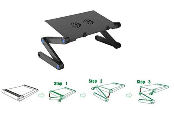 Yükseklik Ayarlı Laptop Notebook Ders Masası Fanlı Mousepadli - 4