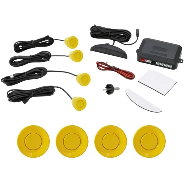Dijital Ekranlı Araç Park Sensörü Ses İkazlı 4 Sensörlü Metalik Sarı ürün görseli