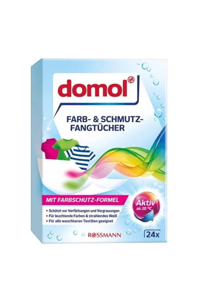 DOMOL Renk Ayırıcı Mendil 24 Adet- Beyaz Çamaşır Bezi 20 Adet - 2
