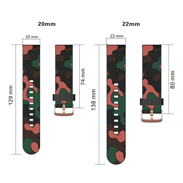 Samsung Gear S3 Classic Frontier Kamuflaj TME Kordon Kayış 22mm - Resim 2