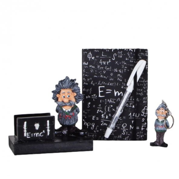 Einstein Kartvizitlik Anahtarlık Küçük Defter Beyaz Kalem