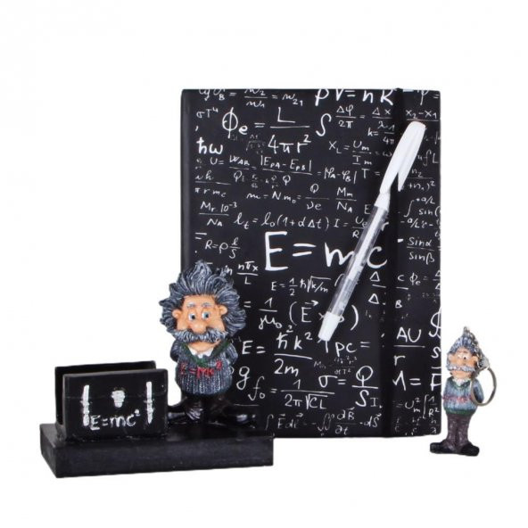 Einstein Kartvizitlik Büyük Defter Beyaz Kalem Anahtarlık - 1
