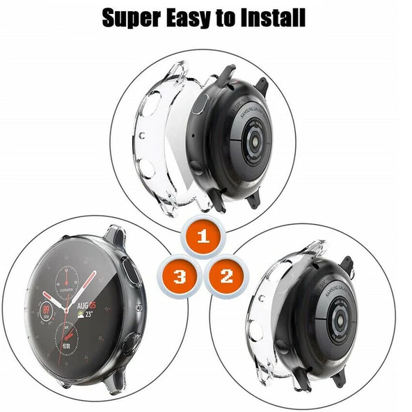 Samsung Galaxy Active 2 44mm Silikon Kapak Kılıf Ekran Koruyucu - Resim 6