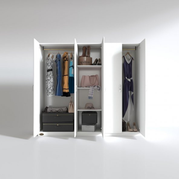 Kenzlife gardırop 5 kapılı horozibiği 180x200x52 byz XLARGE kapaklı gardolap dolap - 2