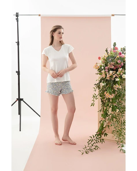 English Home Spring Flower Viskon Kadın Pijama Takımı Mavi M - 2