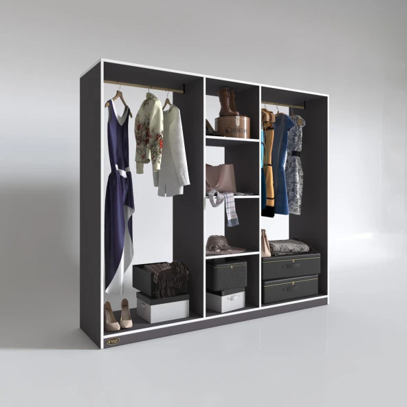 Kenzlife giysi dolabı temel 180*200*40 gri gardırop - Resim 2