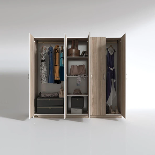 Kenzlife gardırop 5 kapılı horozibiği 180*200*52 crd XLARGE kapaklı gardolap dolap - Resim 2