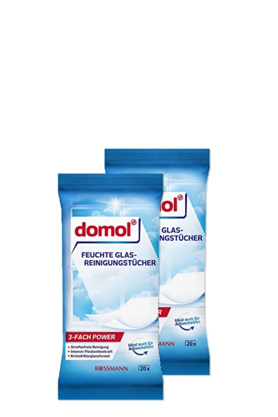 DOMOL Islak Temizlik Bezi Cam ve Parlak Yüzeyler İçin 20'li (2 Adet)