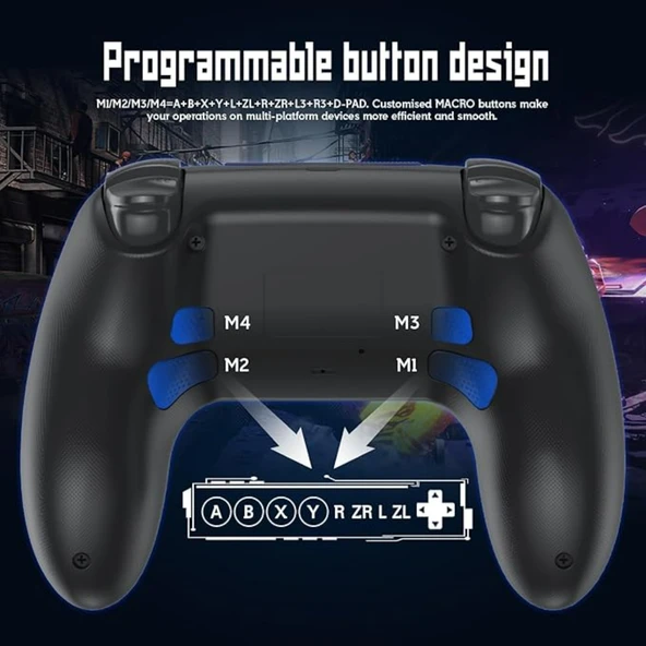 Ozmik PS4 için kablosuz kol PS4/Pro/Slim/PC ile uyumlu çift titreşimli/dokunmatik panel Android-İos Siyah - Resim 2