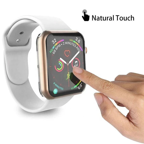 Apple Watch 7 Serisi ile Uyumlu 45mm Silikon Şeffaf Kılıf Ekran Koruyucu - Resim 2