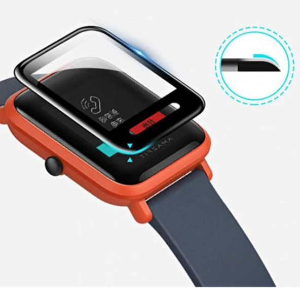 Huami Amazfit Bip ile Uyumlu 3D Cam Full Ekran Koruyucu - Resim 2