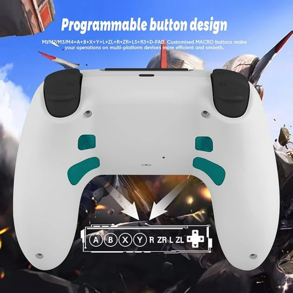 Ozmik PS4 için kablosuz kol PS4/Pro/Slim/PC ile uyumlu çift titreşimli/dokunmatik panel Android-İos  BEYAZ - 5