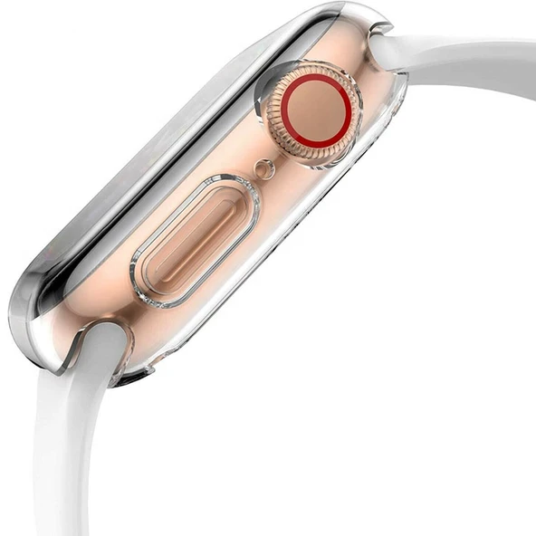 Apple Watch 7 Serisi ile Uyumlu 45mm Silikon Şeffaf Kılıf Ekran Koruyucu - Resim 5