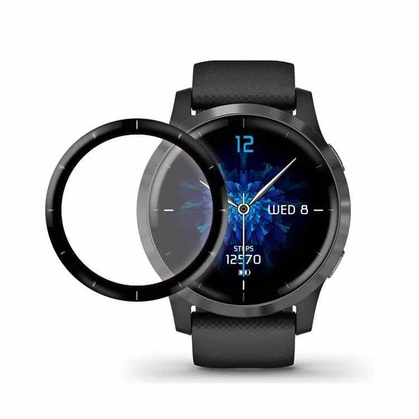 Garmin Vivo Active 4 ile Uyumlu 45mm 3D Cam Full Ekran Koruyucu