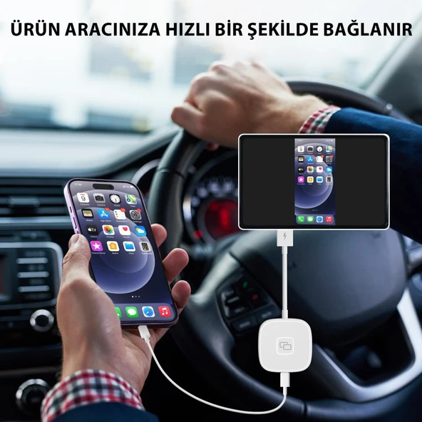 iPhone iPad ile Uyumlu Kablosuz CarPlay Görüntü Screen Mirror Aktarım Adaptörü - 7