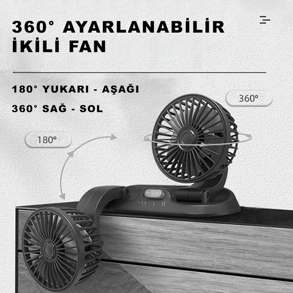 Araç Araba Otomobil Mini 2 li Vantilatör Fan Pervane Soğutucu 12V FAN10 - 6