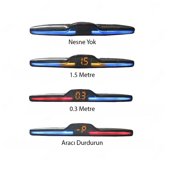 Renk Değiştiren Ekranlı Araç Park Sensörü Sesli 22mm Siyah PS01 - Resim 2